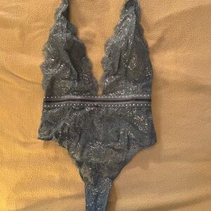 NWOT Victoria's Secret Lace Bluish Gray Teddy